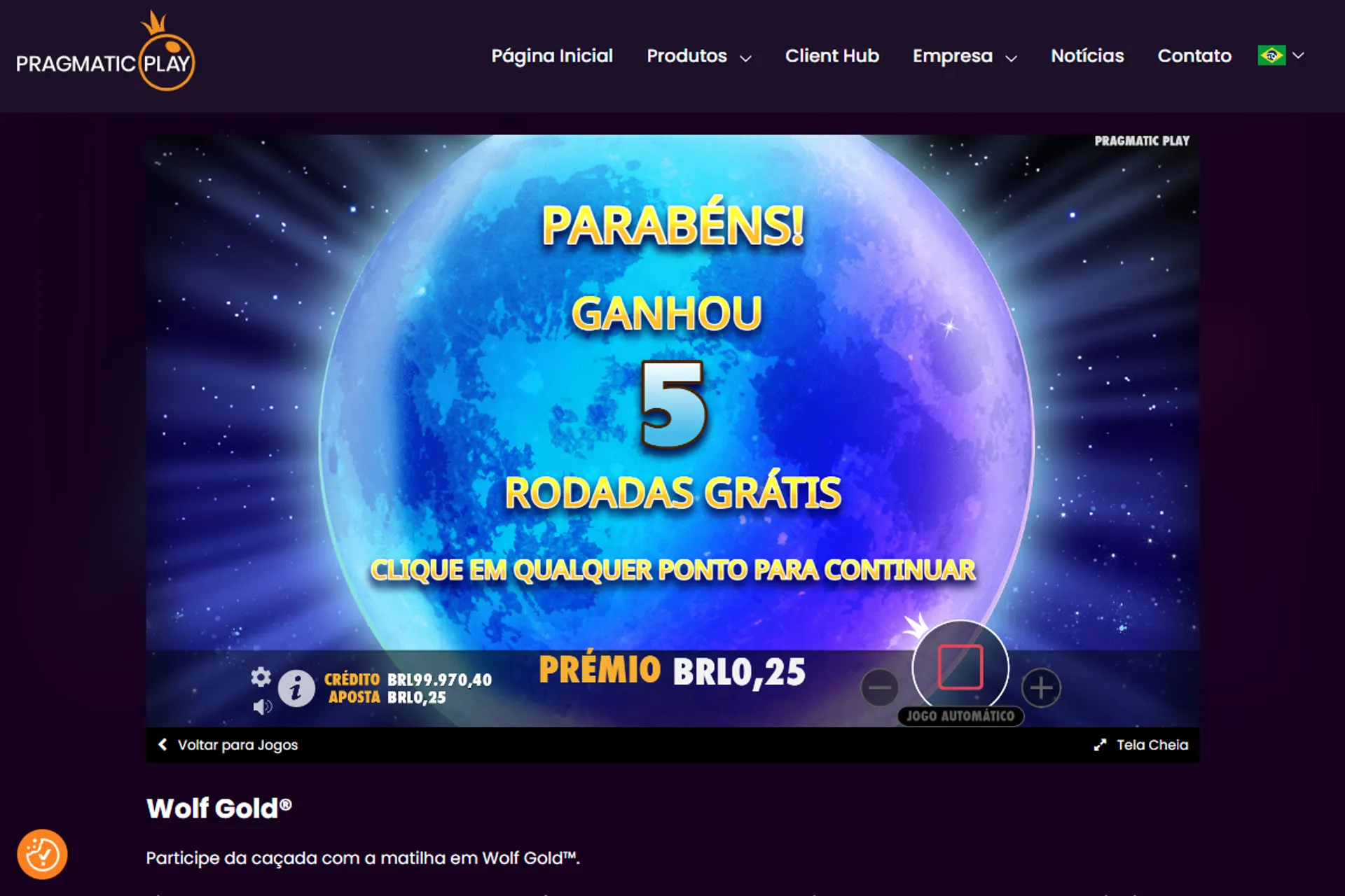 modo de rodadas grátis no Wolf Gold
