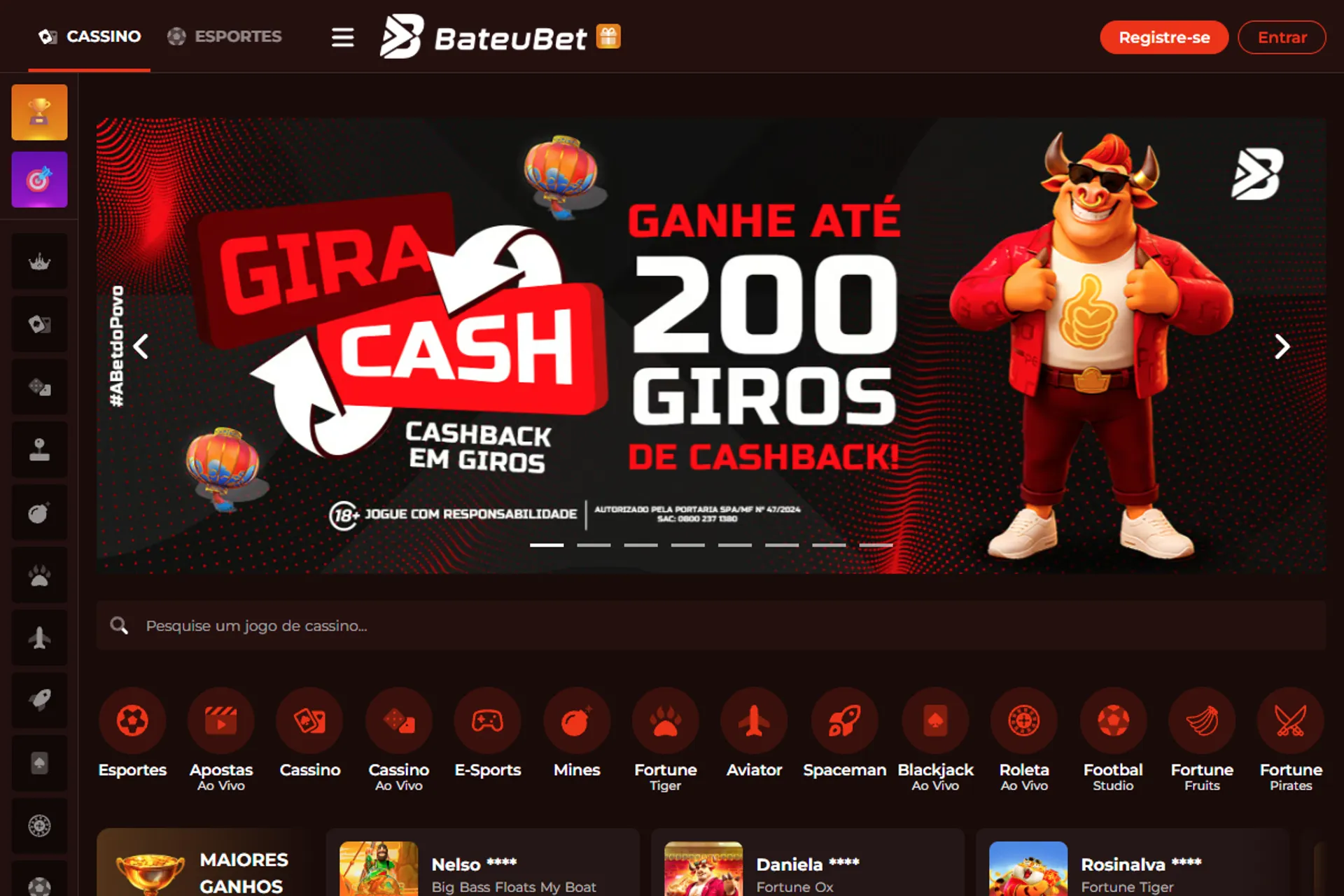 Promoção de giros grátis na BateuBet