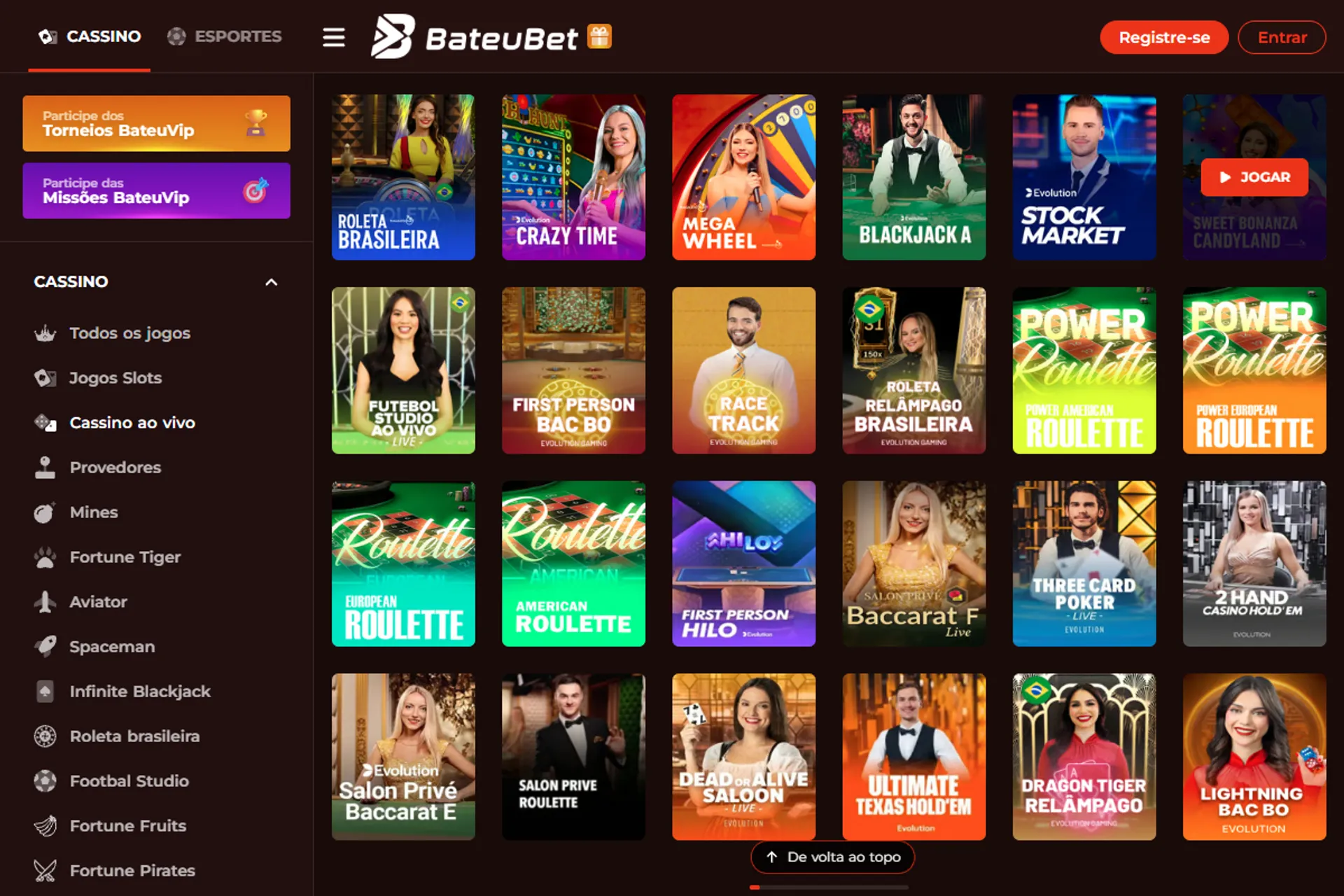 cassino ao vivo BateuBet