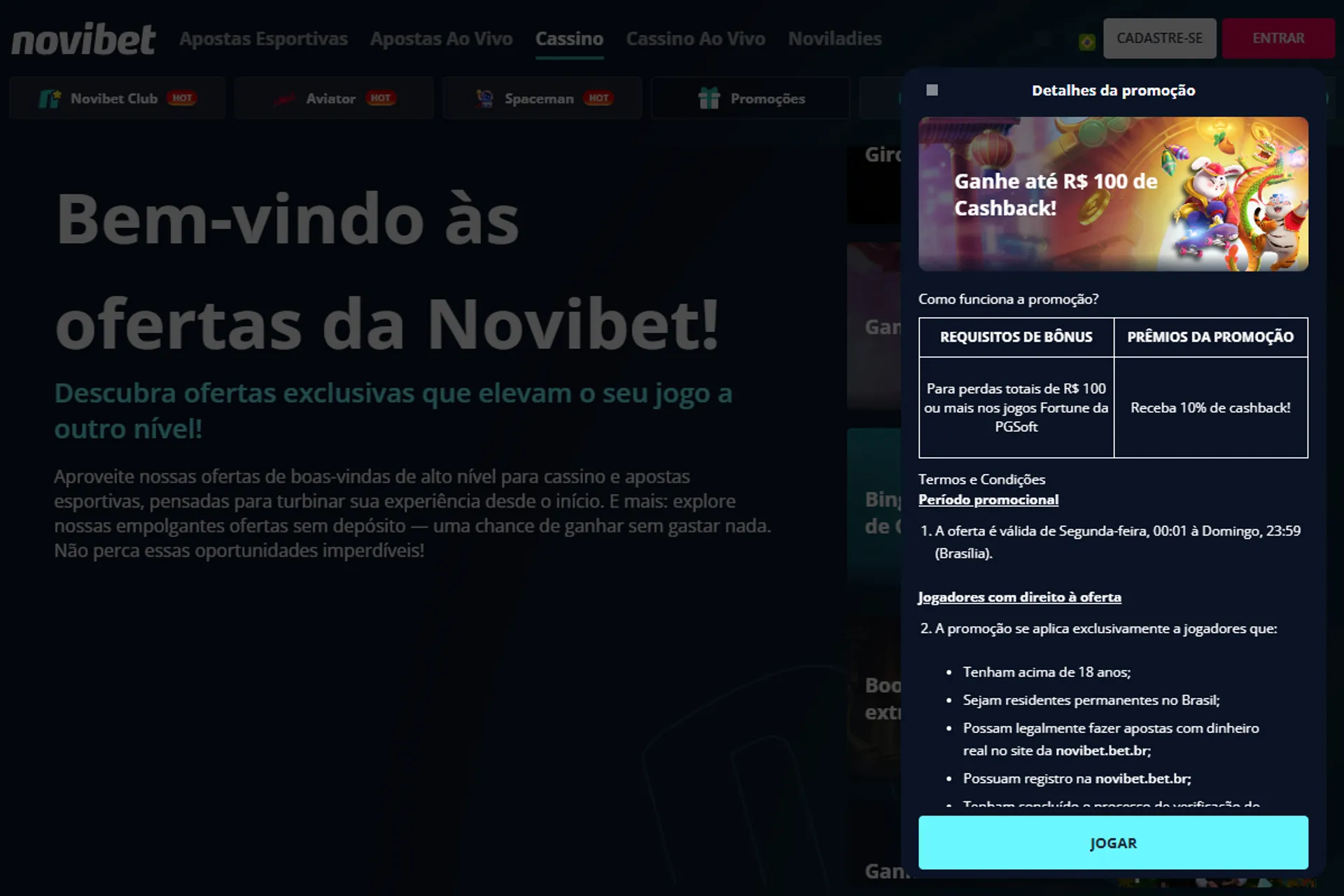 cashback da novibet em jogos fortune