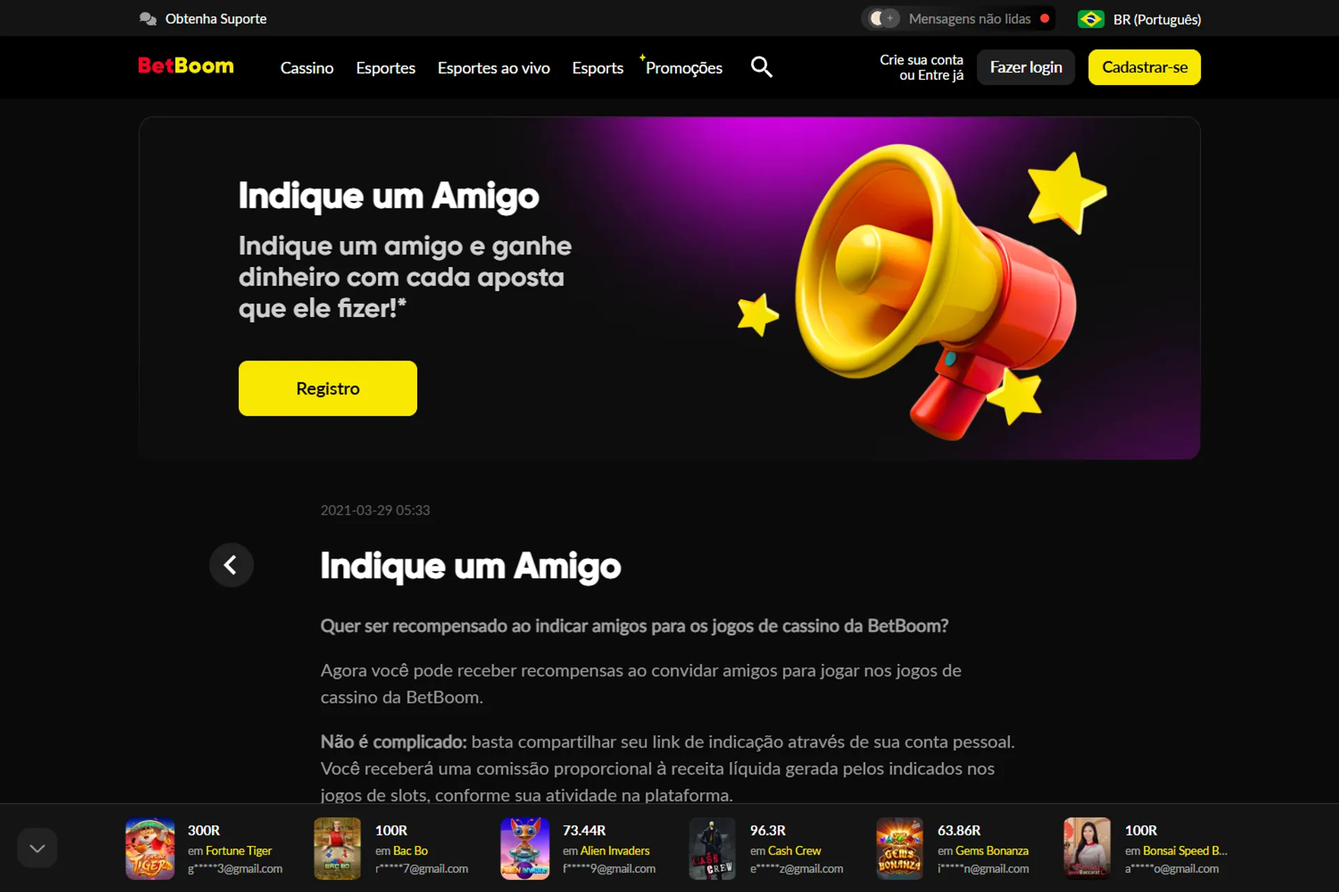 bônus de indicação da betboom