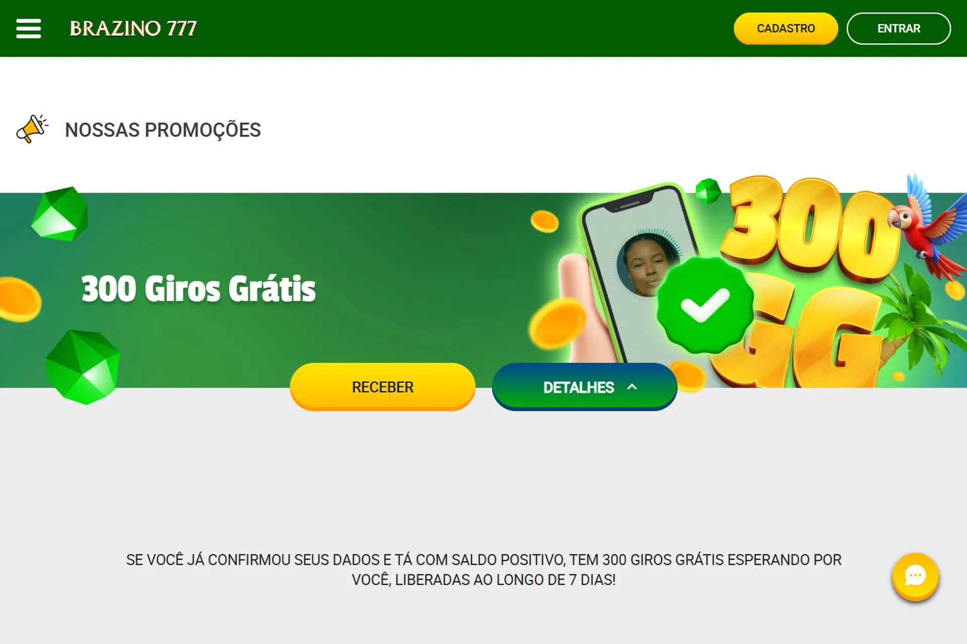 promoção de giros grátis do Brazino777