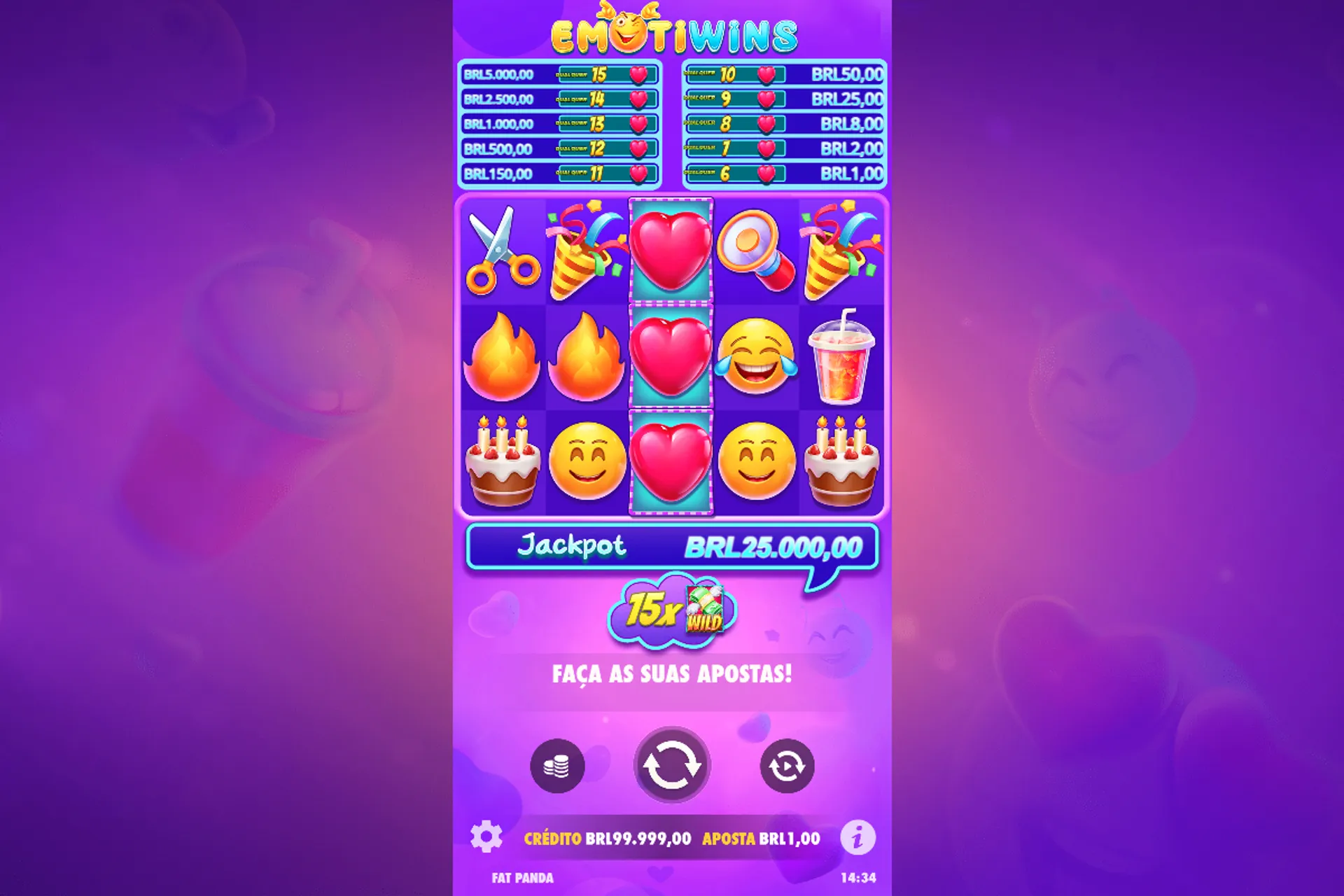 tela inicial do slot Emotiwins