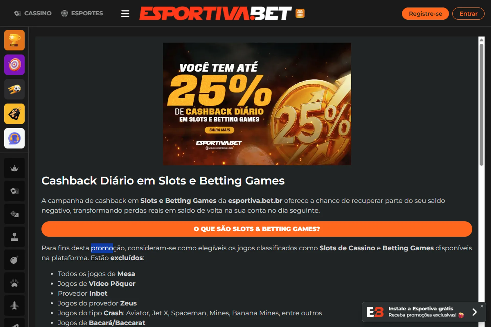 cashback diário da esportiva.bet