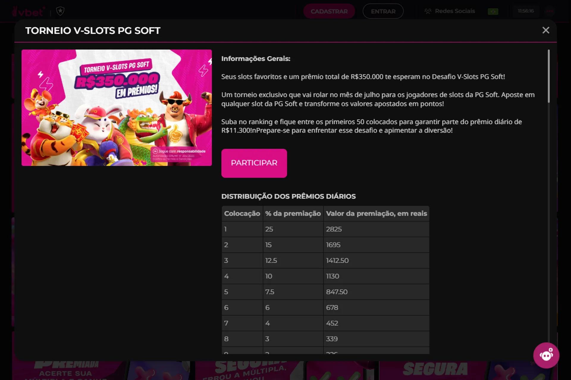 desafio V-Slots da Vbet