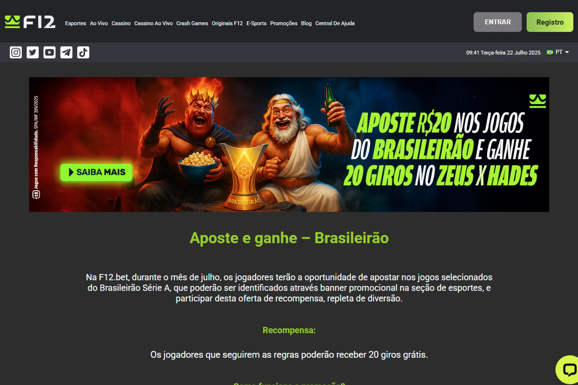 bônus F12 bet aposte e ganhe