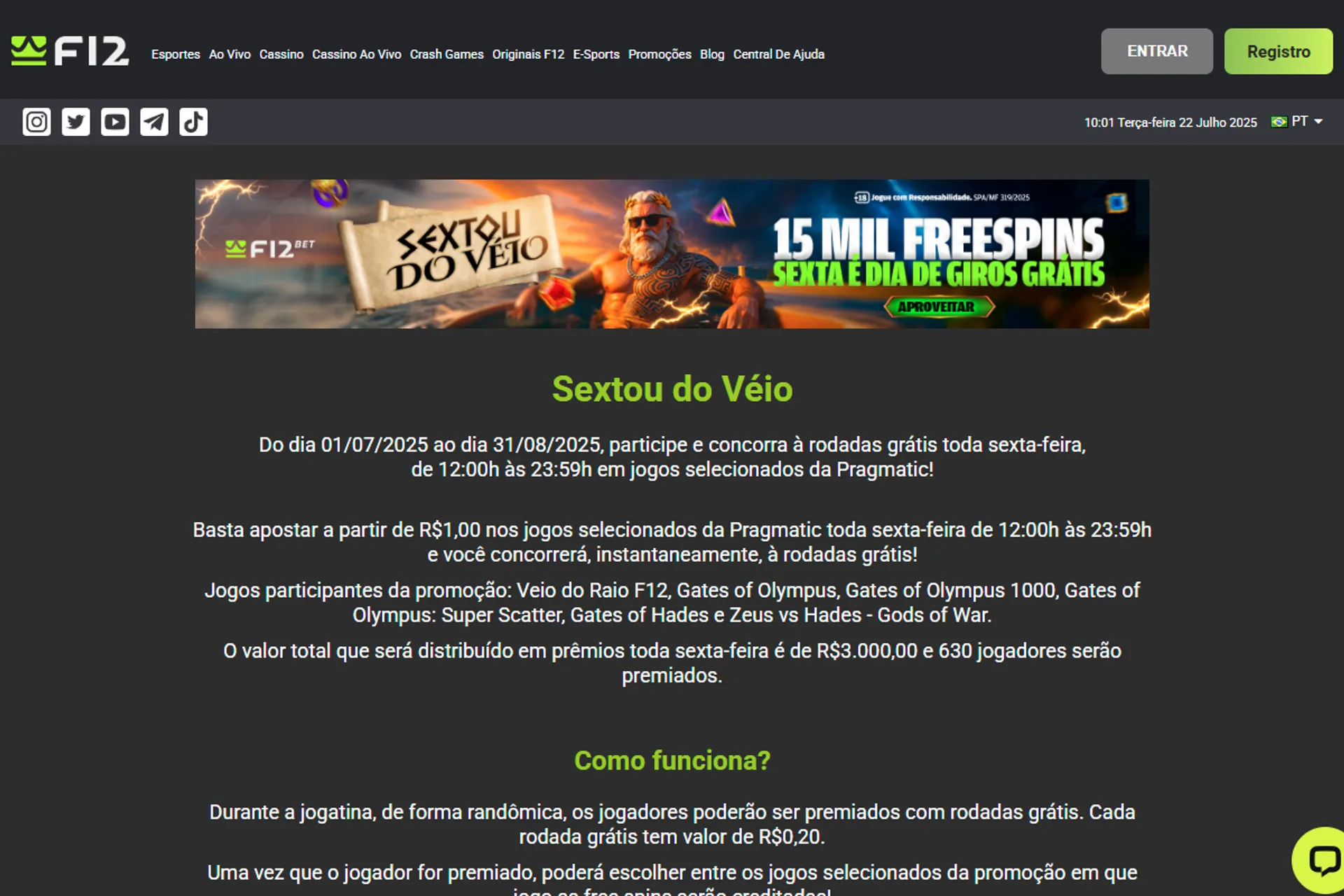 promoção sextou do Véio da F12