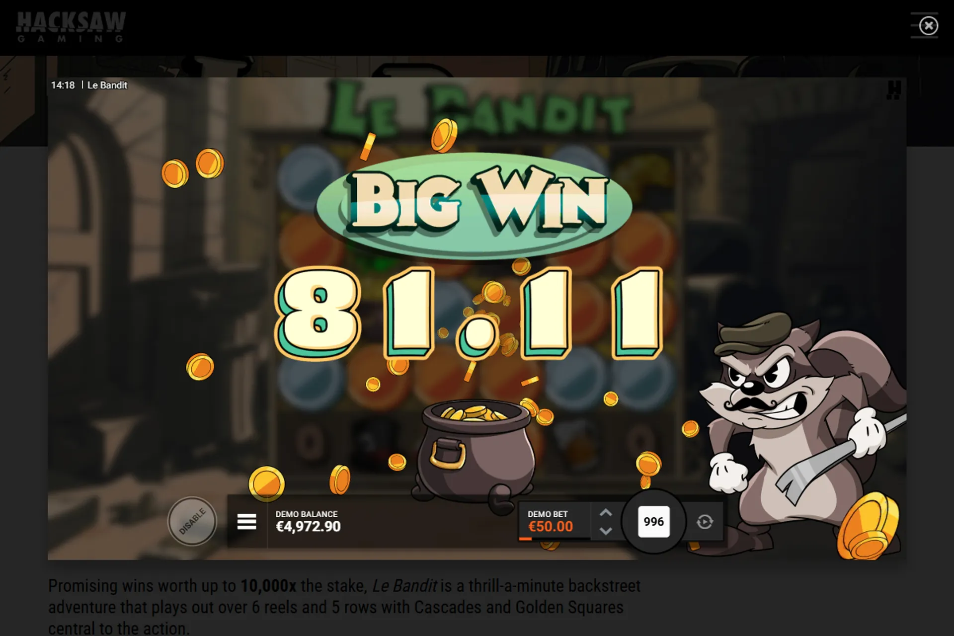 big win no slot Le Bandit demo