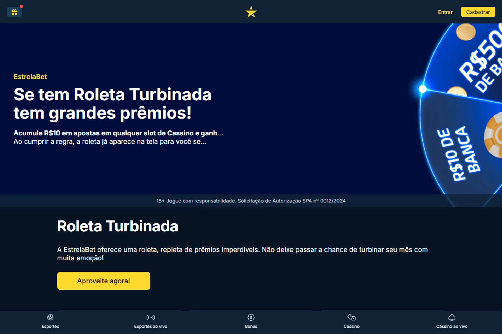 bônus Roleta Turbinada Estrela Bet