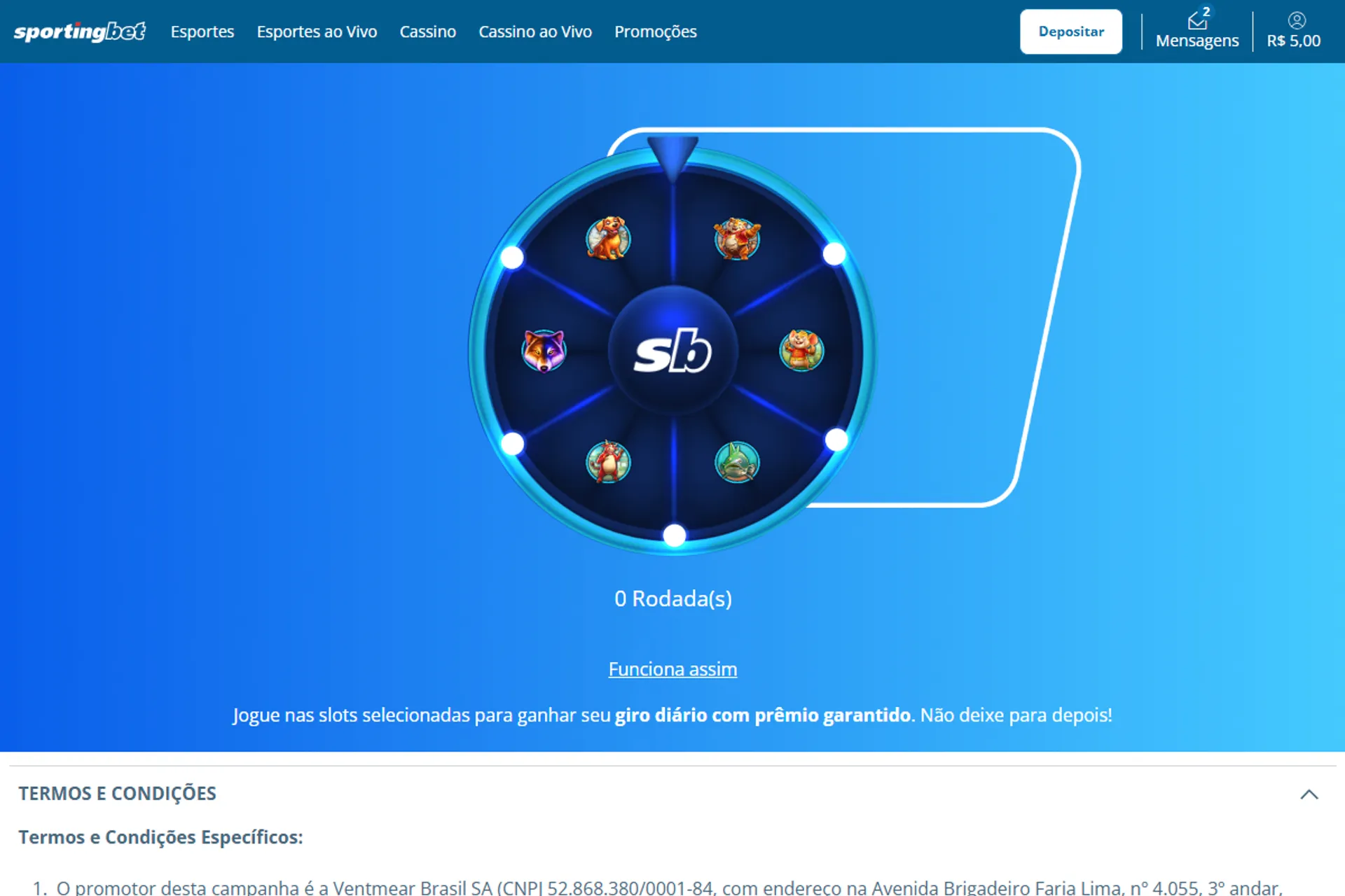 bônus sem depósito roleta de animais da sportingbet