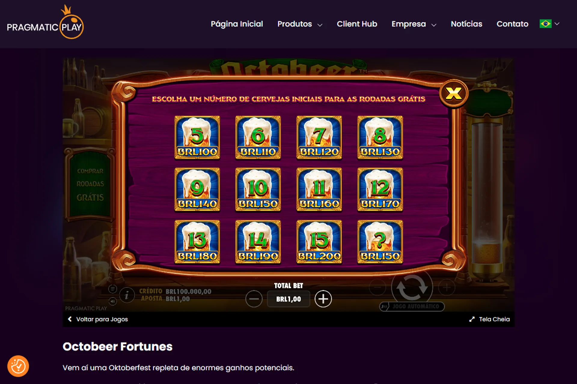 compra de bônus no slot Octobeer Fortunes demo