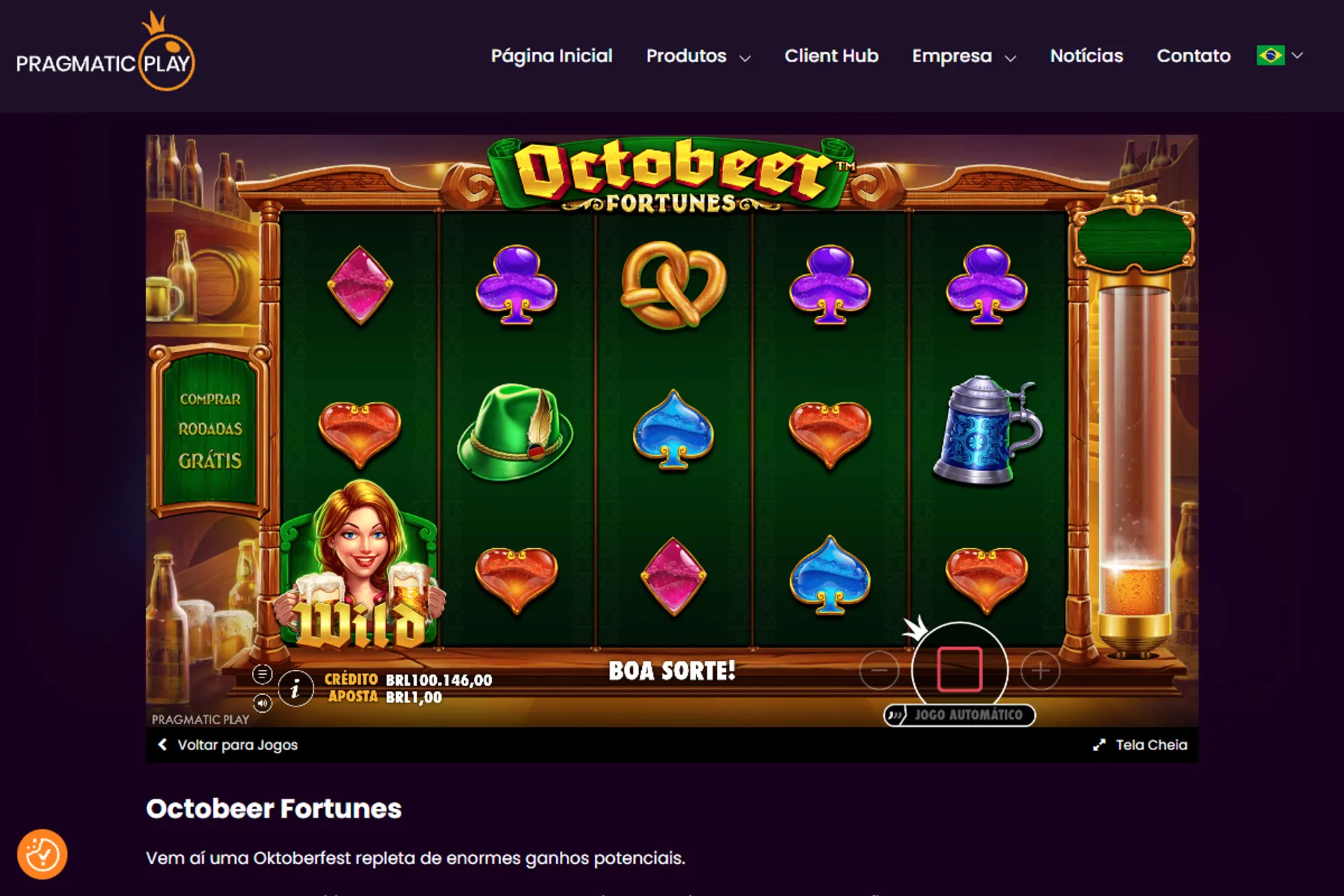 tela inicial do slot Octobeer Fortunes
