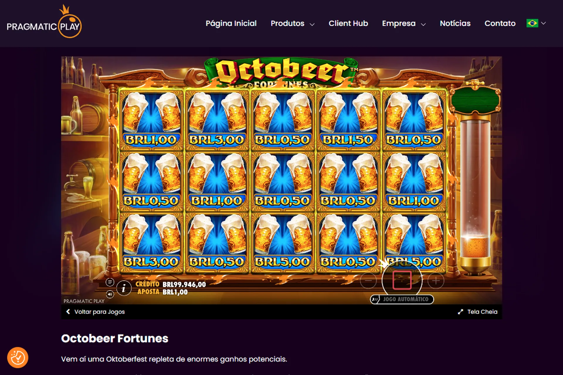 símbolos Scatter no Octobeer Fortunes demo