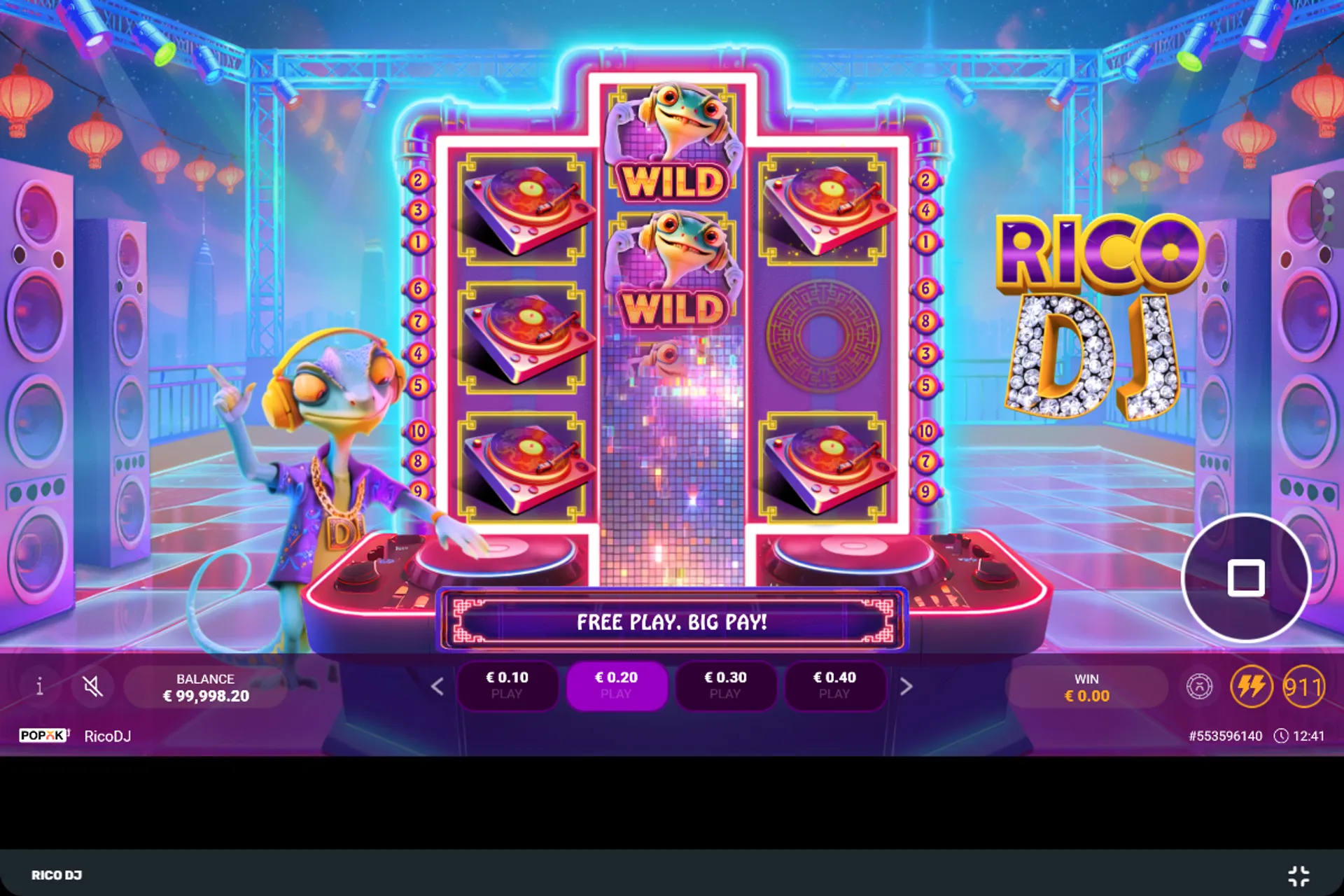 tela com feature rico dj no slot demo