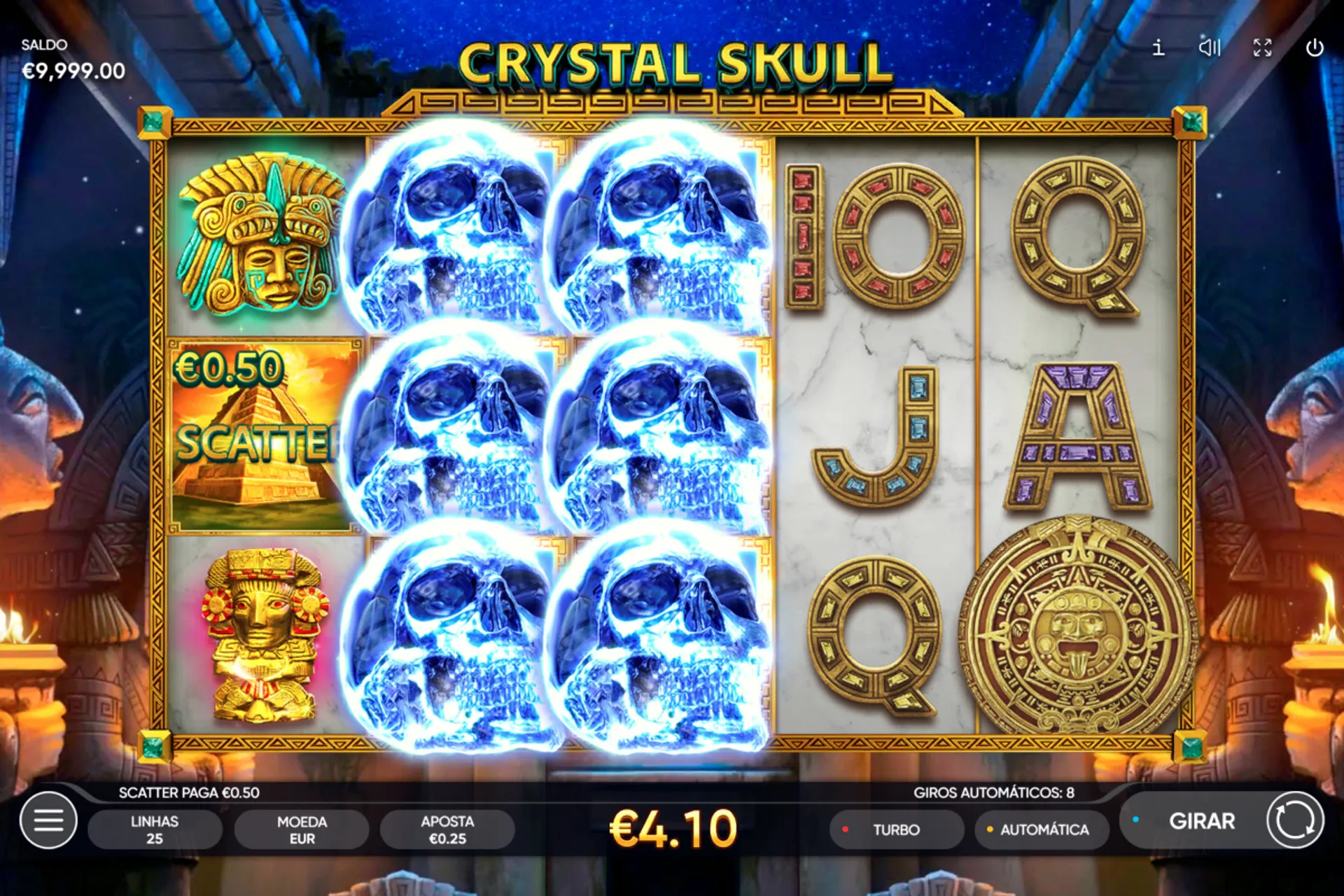 wild expansível no slot Crystal Skull demo