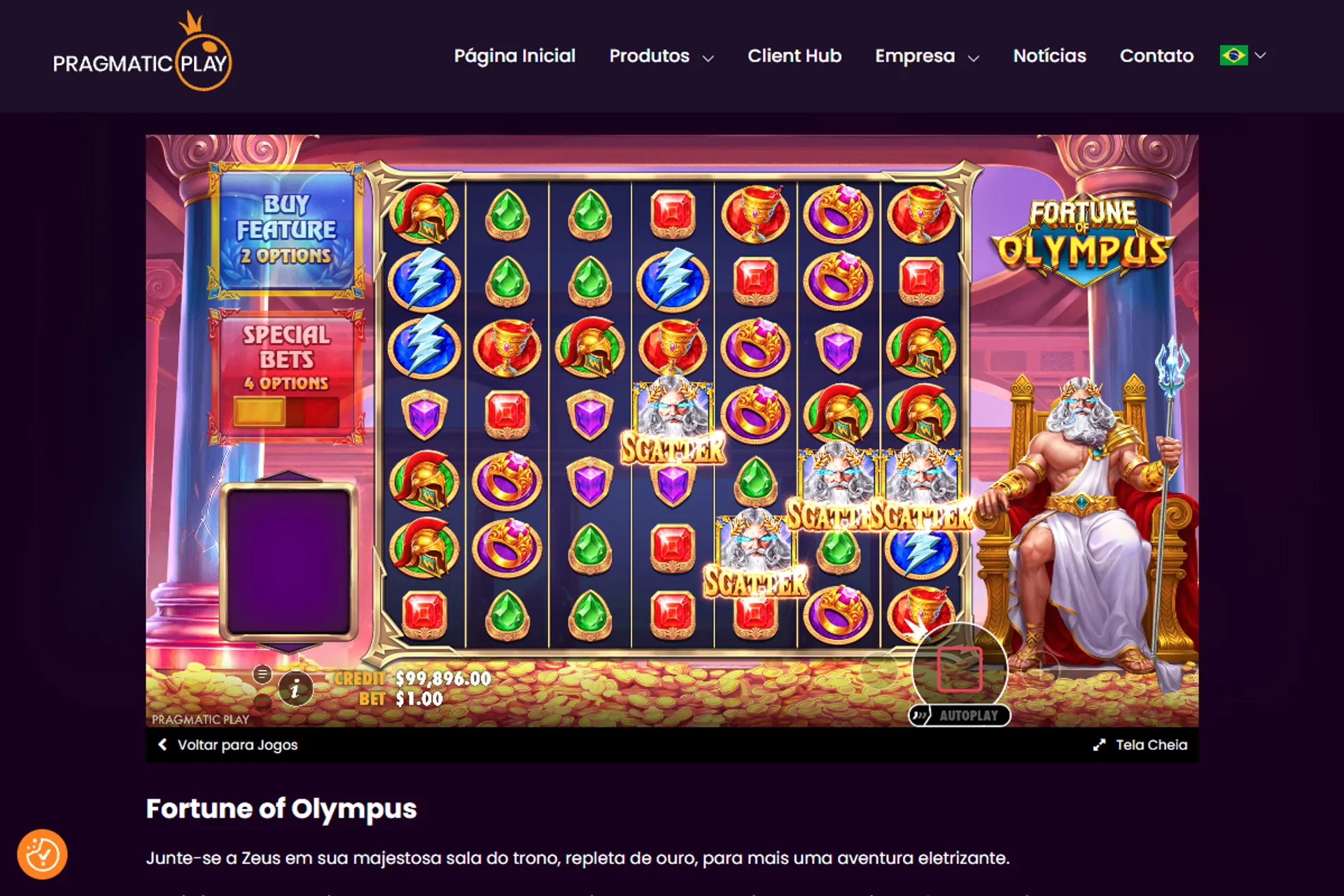 Scatter no Fortune of Olympus demo