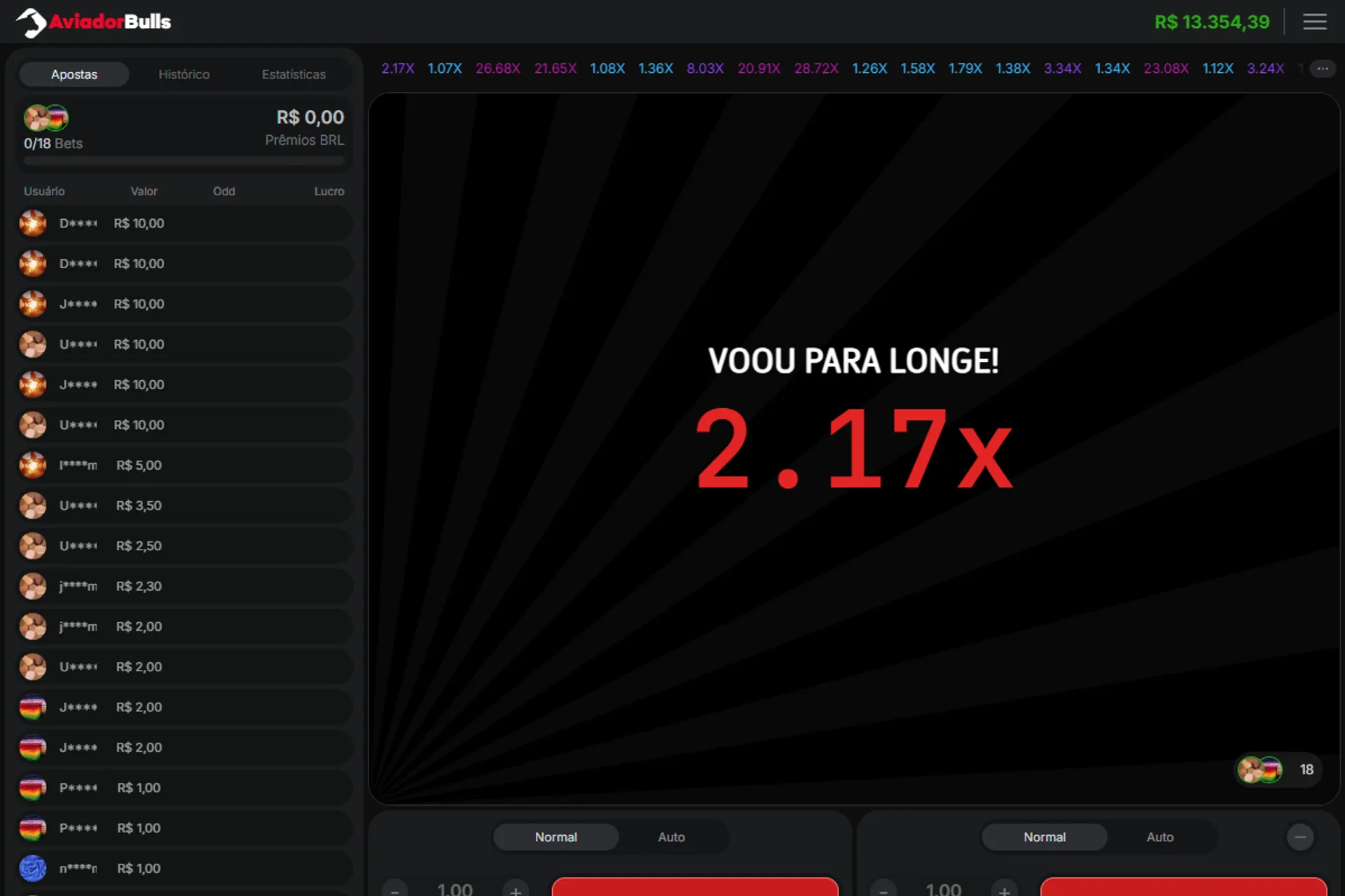 derrota no jogo Aviador