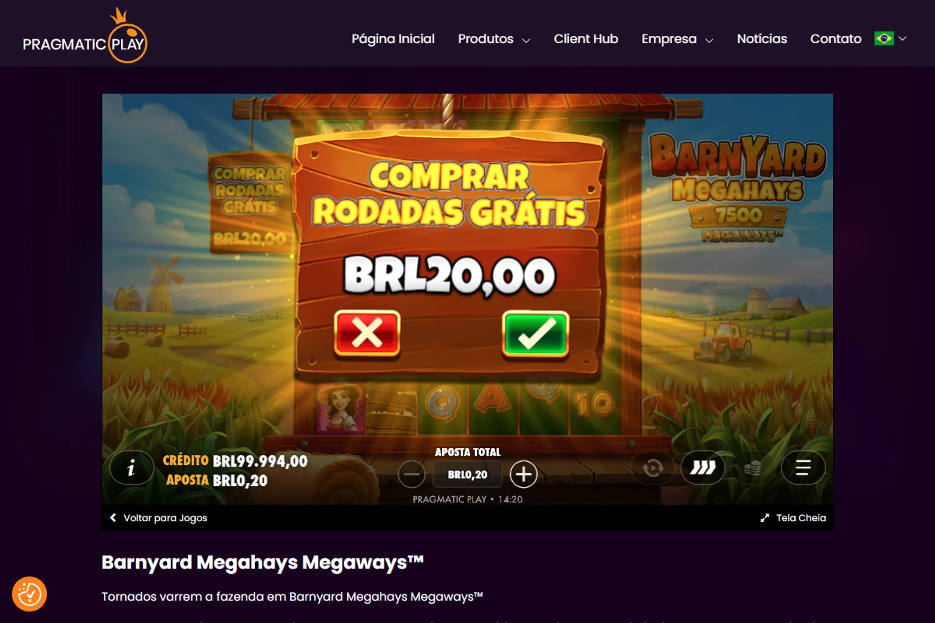 compra de bônus no Barnyard Megahays Megaways