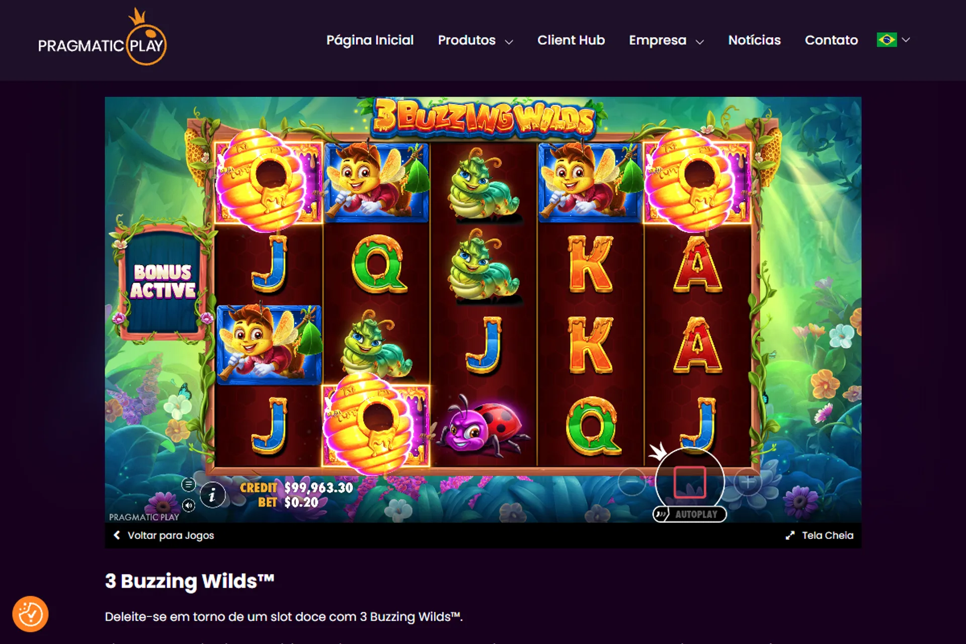 combinação de scatters no 3 Buzzing Wilds