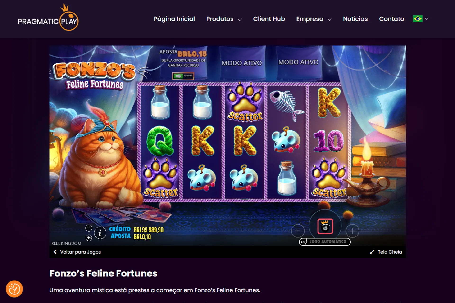 combinações de scatter no Fonzo's Feline Fortune