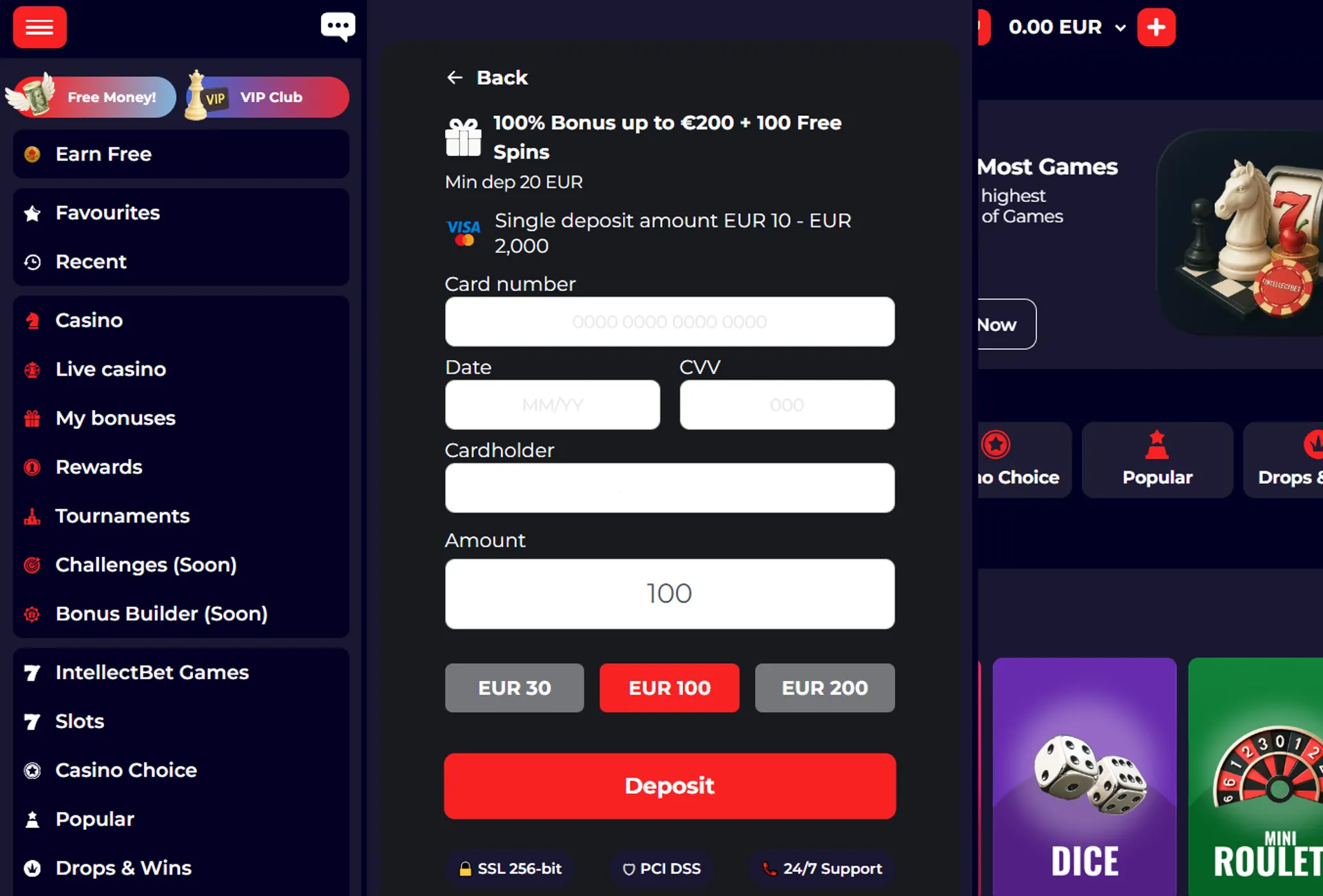 IntellectBet  Deposit