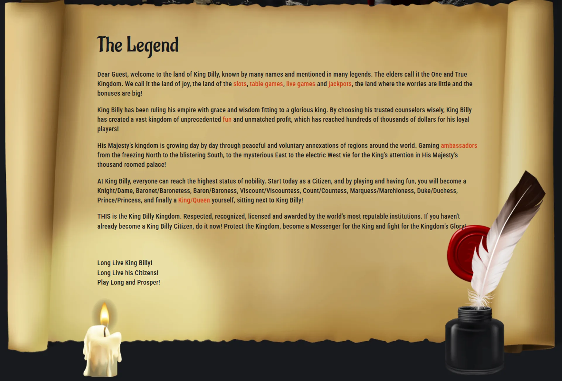 King Billy casino unique features