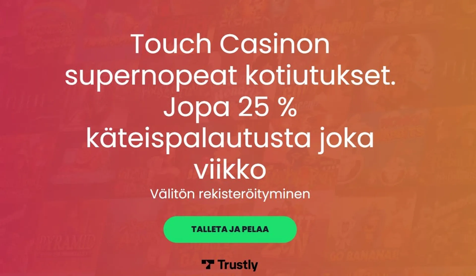 Punaisella taustalla valkoinen teksti cashback bonuksesta