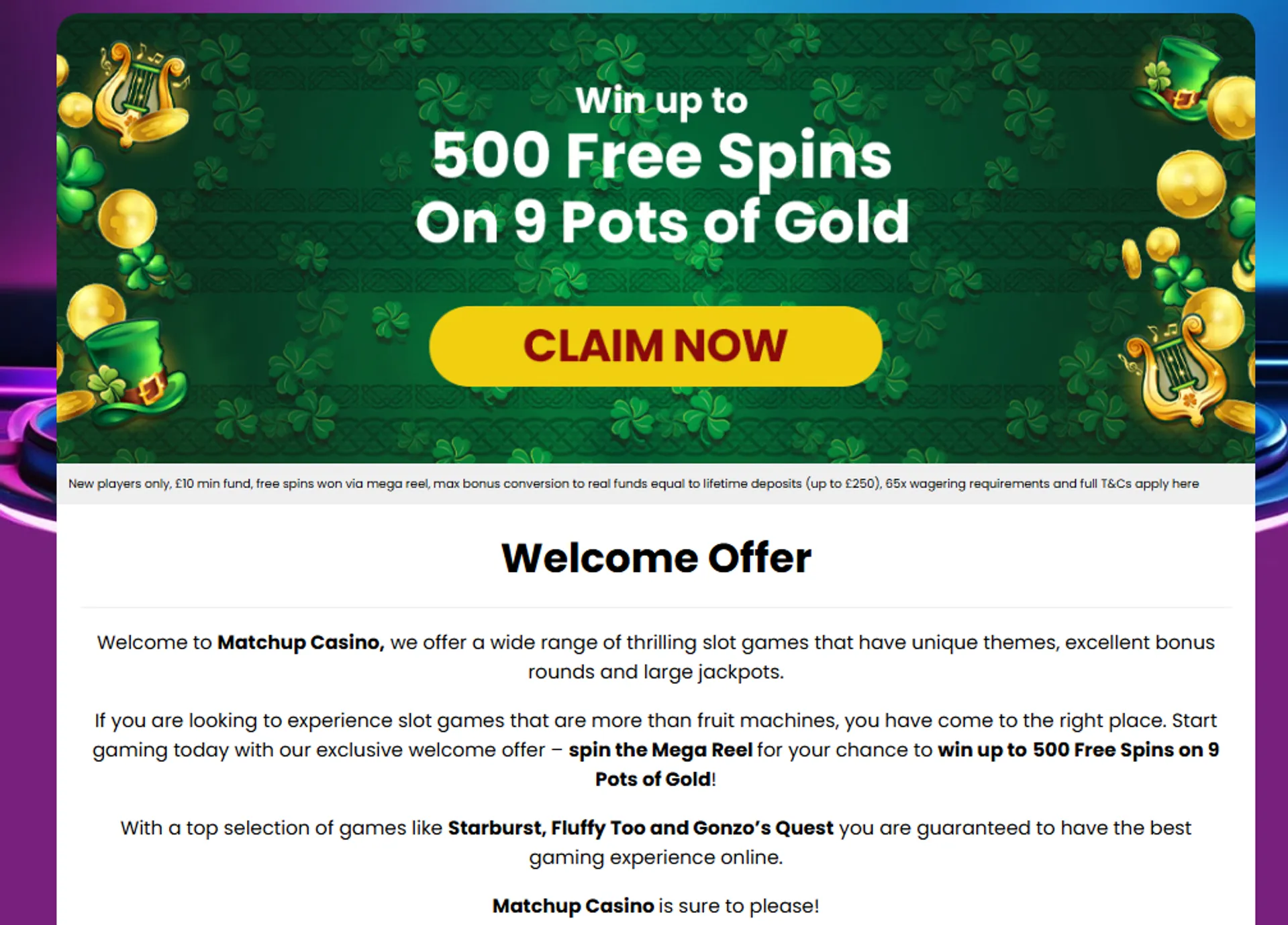 Matchup Casino Free Spins