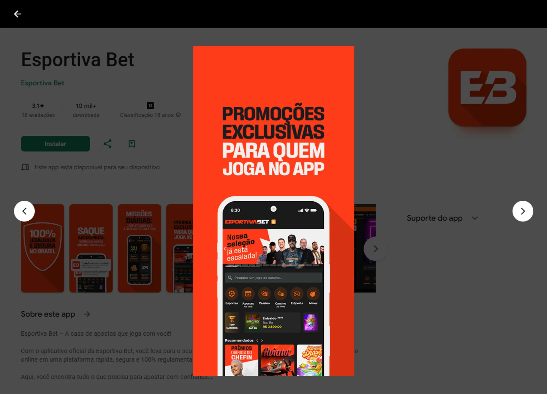 app esportiva bet