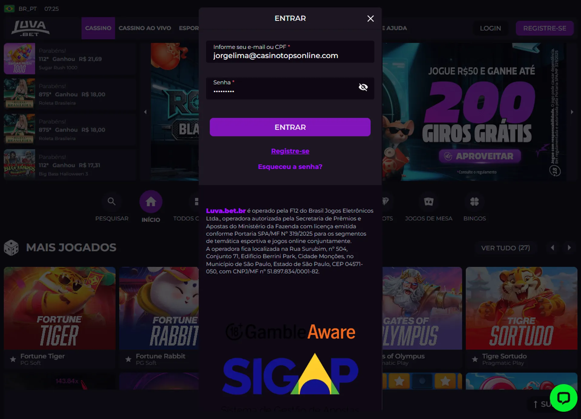 login luva bet pelo computador