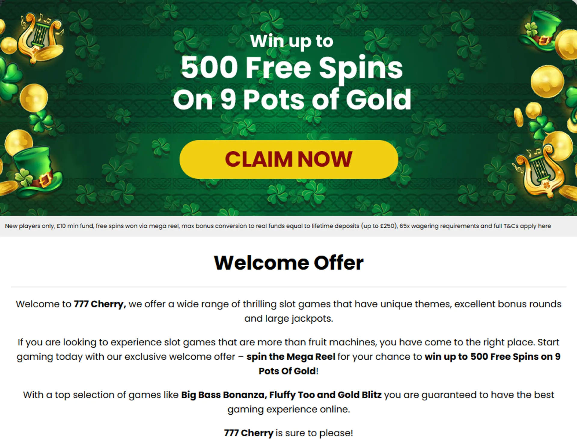 Welcome bonus for Canada players: Up to 500 Free Spins