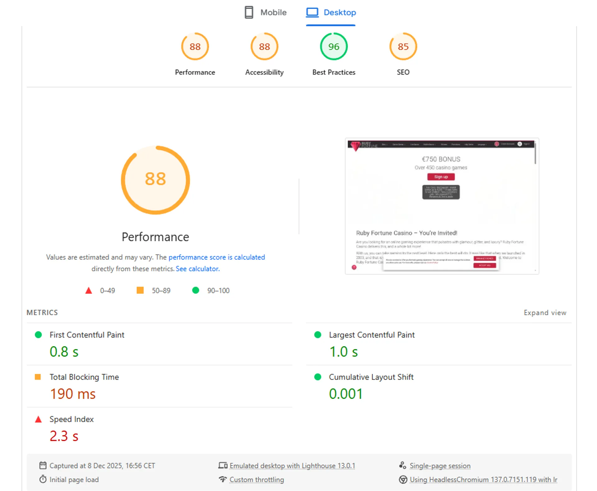 User experience and site performance