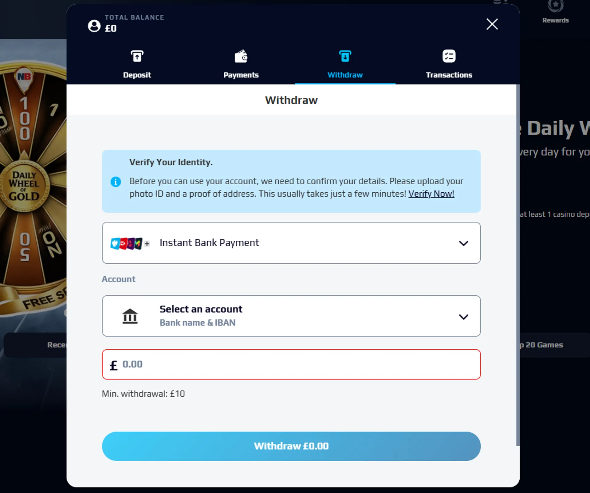 Banking: deposits & fast withdrawals