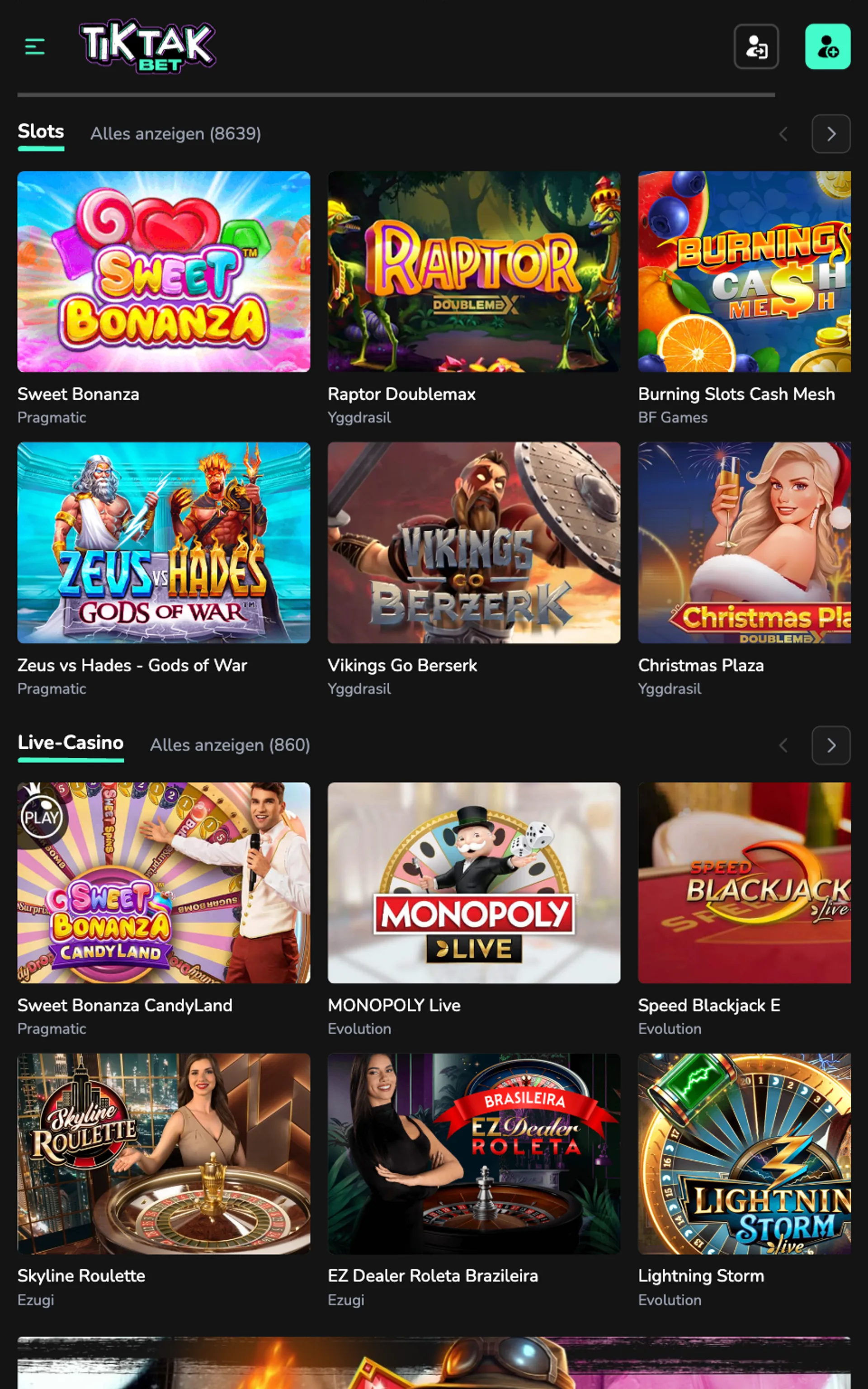 TikTak Bet Casino Slots