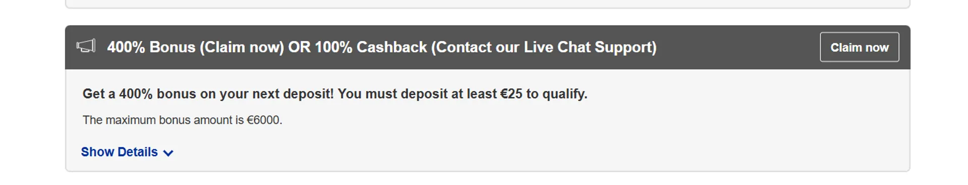 True Fortune casino cashback bonus