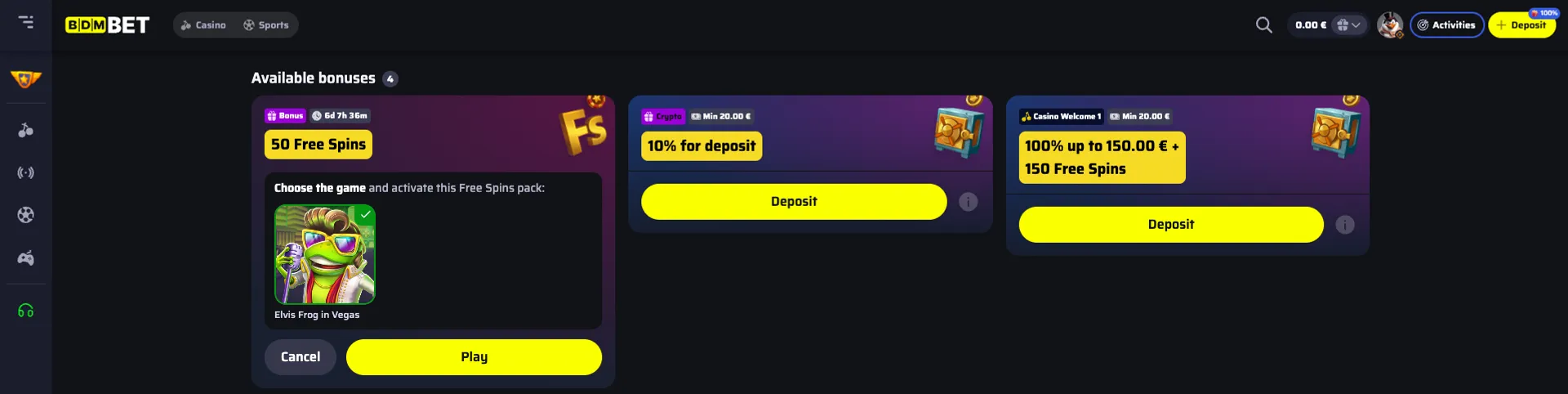 BDM BET No Deposit Bonus