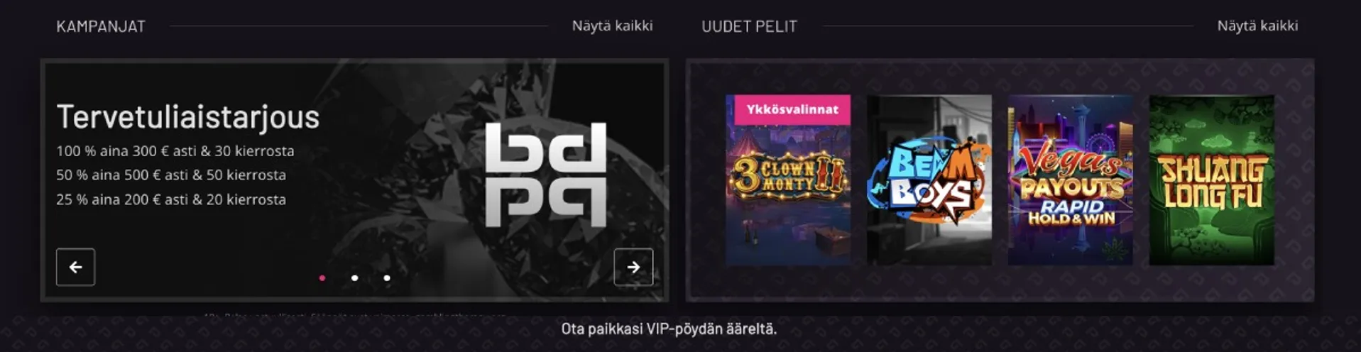 Playgrand kampanjat ja suositut pelit