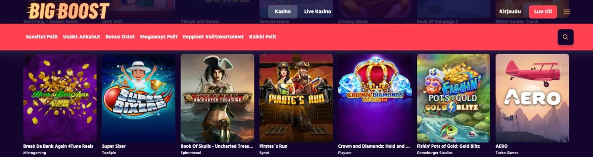 Big Boost Casino kolikkopelit