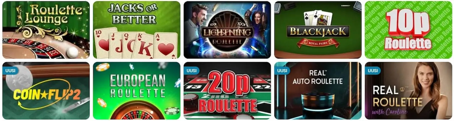 Spin Rio Casino pöytäpelit valikoima