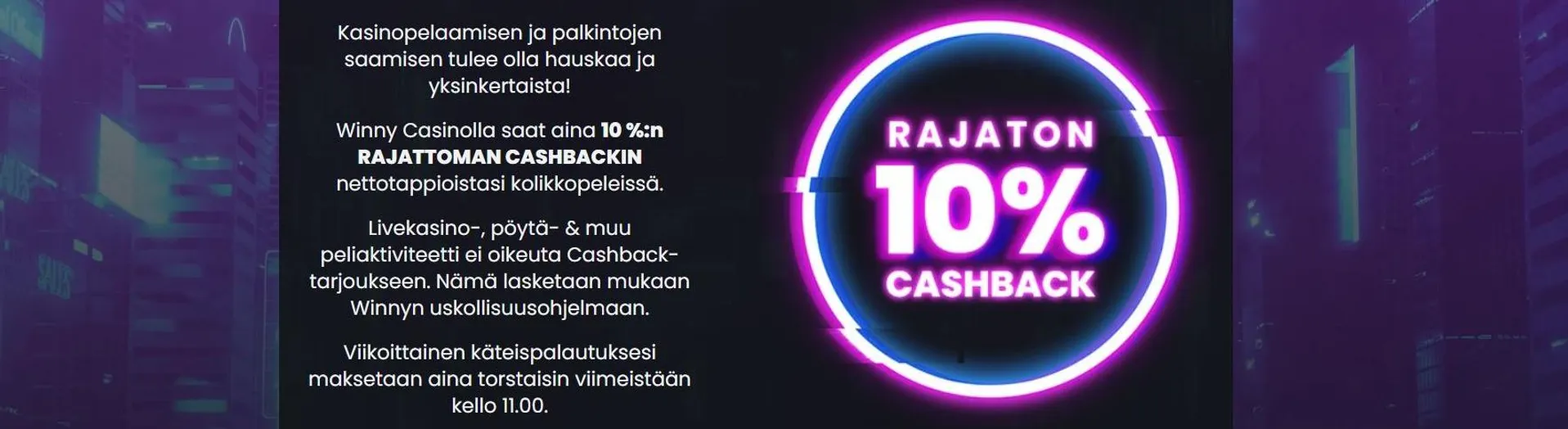 Winny casino cashback