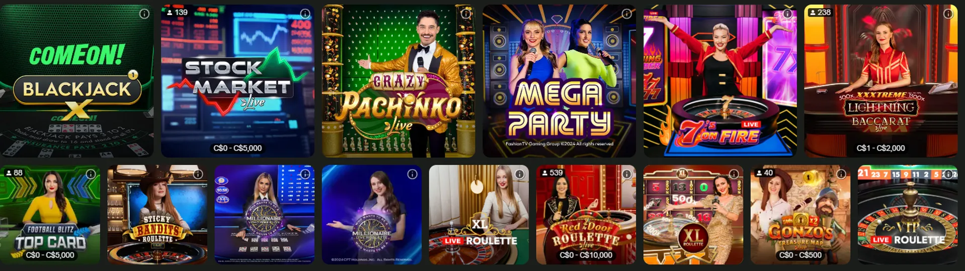 Comeon Live casino