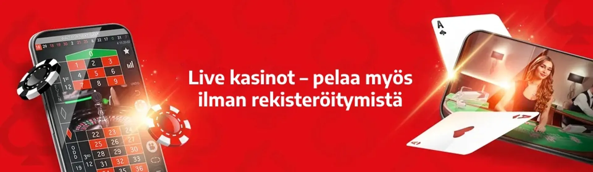 Livekasinot - pelaa myös ilman rekisteröitymistä