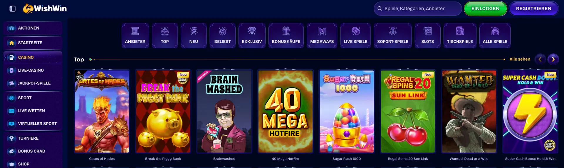 WishWin Casino Spiele