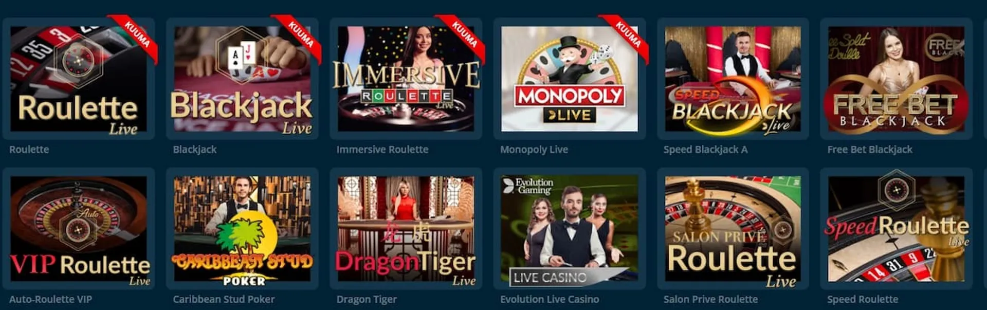 Platin Casino live kasino ja pelit