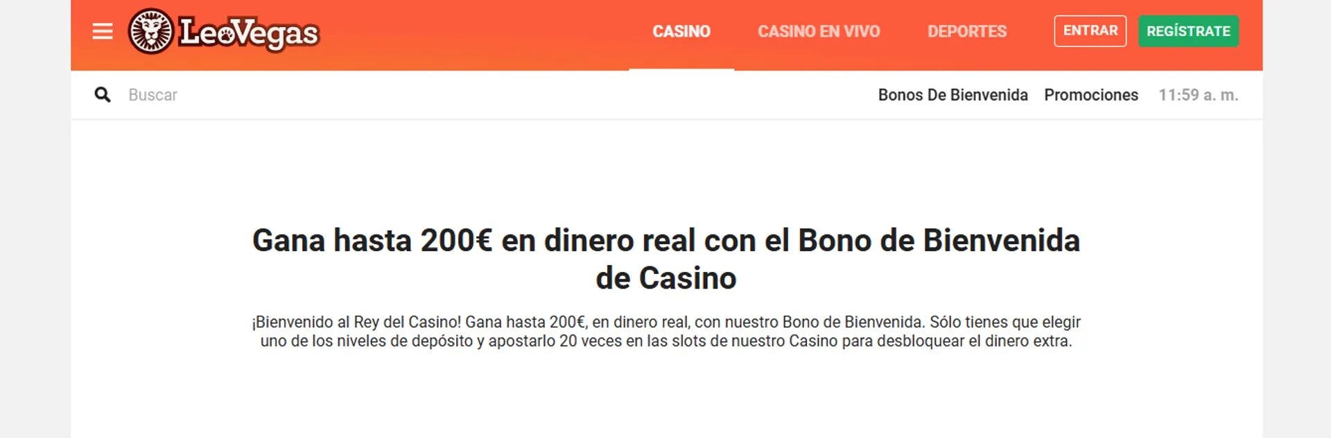 LeoVegas ofrece bonos de bienvenida en España