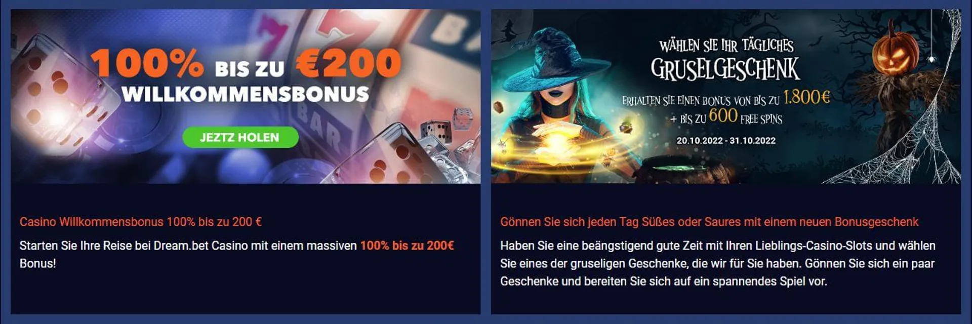 Dreambet Casino Halloween Willkommensangebot