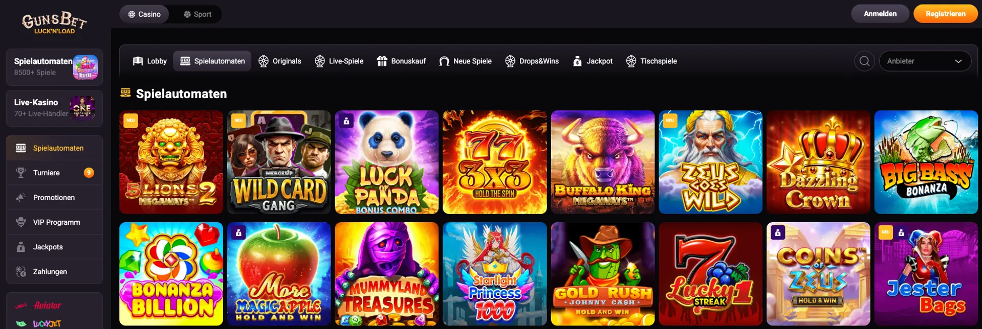 Gunsbet Spiele