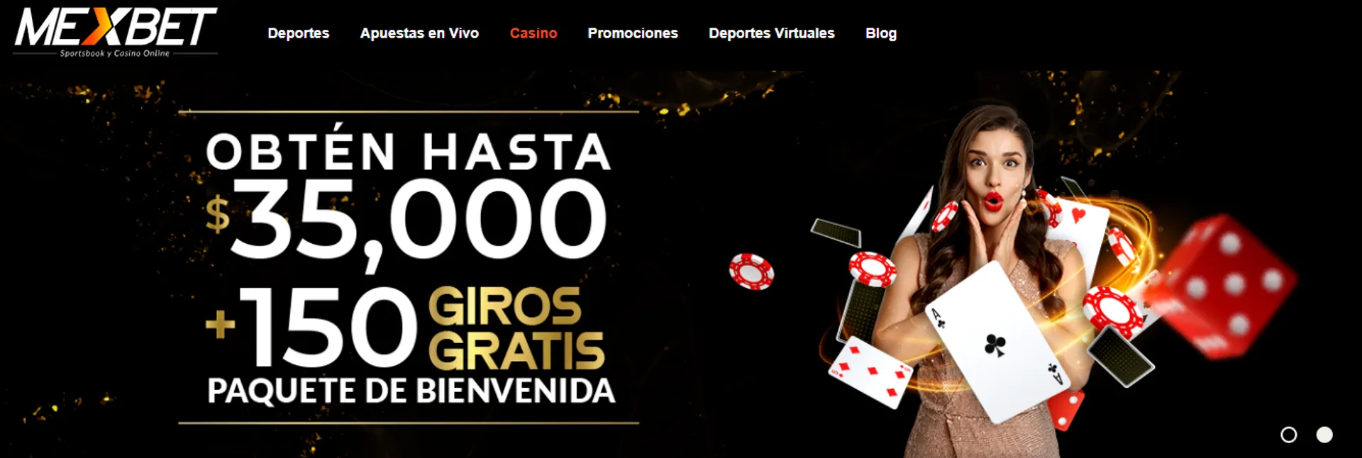 Este es el bono de bienvenida del casino online Mexbet