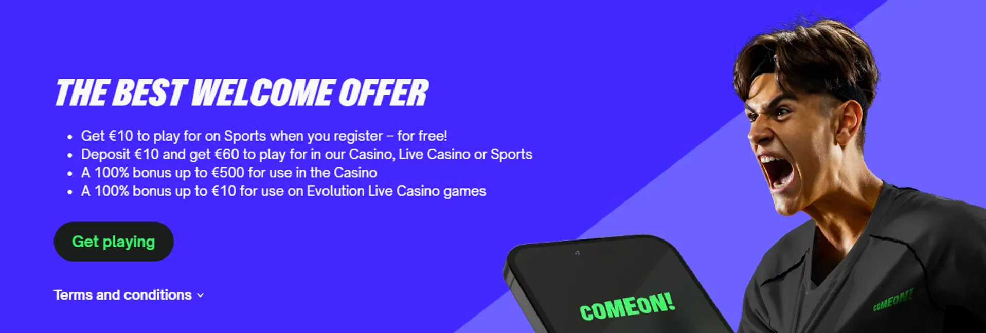 Conoce el bono de bienvenida del casino ComeOn