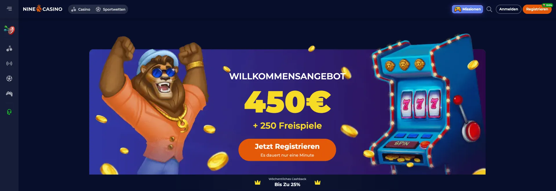 NineCasino Willkomensbonus